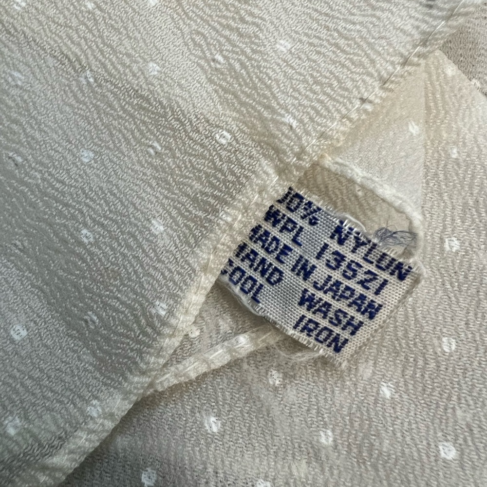 1950’s White in White Polka Dot Sheer Scarf, Head/Neck, Made in Japan - Picture 2 of 3